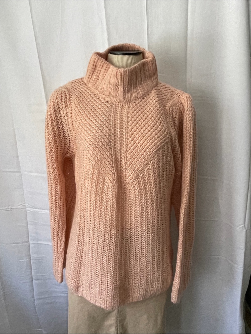 Express Blush Pink Cable Knit Turtleneck Sweater
